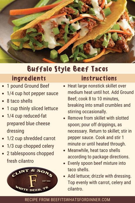 Buffalo Style Beef Tacos