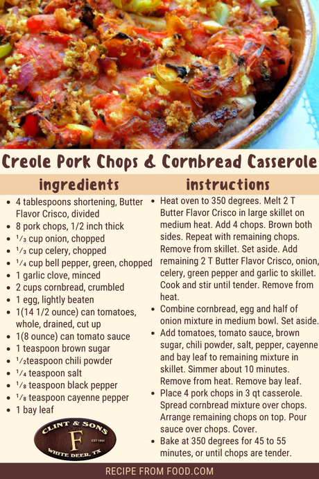 Creole Pork Chops & Cornbread Casserole