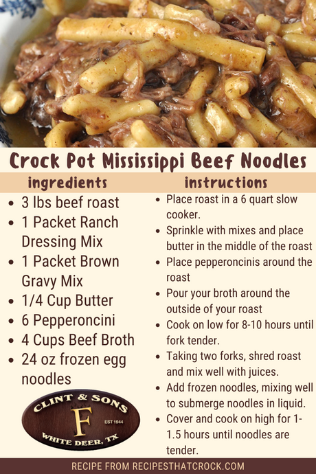 Crock Pot Mississippi Beef Noodles