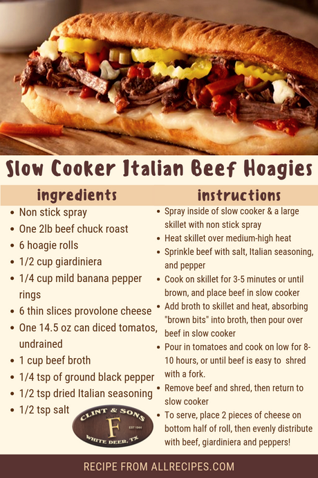 Slow Cooker Italian Beef Hoagies