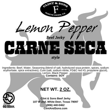 Load image into Gallery viewer, Lemon Pepper Carne Seca Style Beef Jerky
