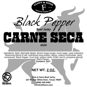 Black Pepper Carne Seca Style Beef Jerky
