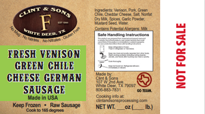 Venison Green Chile Fresh German Sausage