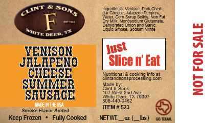 Venison Jalapeno Cheese Summer Sausage