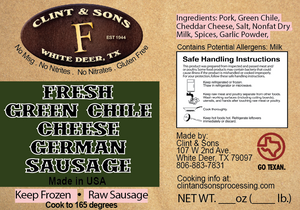 Fresh Green Chile Cheese German Sausage